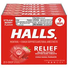 Halls Cough Drops Vita C Strawberry 20 Count