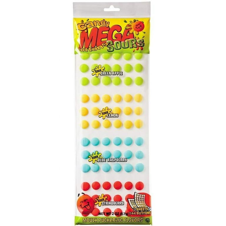 Mega SOUR Candy Button 1/2" 2 Sheet Packs 2oz 15ct