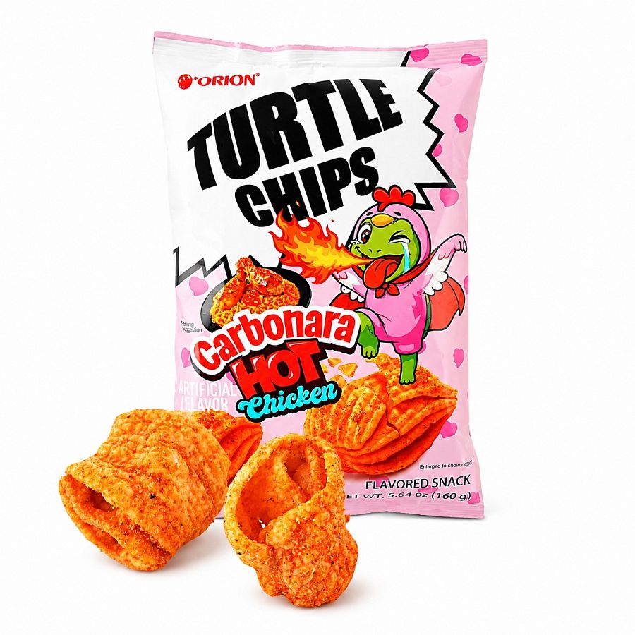 Turtle Chips Korea Carbonara Hot Chicken 5.64 oz 6 Huge Bags