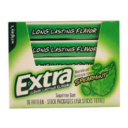 Extra Spearmint Sugarfree Chewing Gum 10 Count 15 Pieces Each Tray