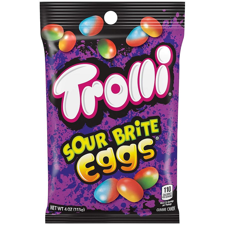 Trolli Sour Brite Eggs Gummy Crispy Shell 4 oz Peg Bag