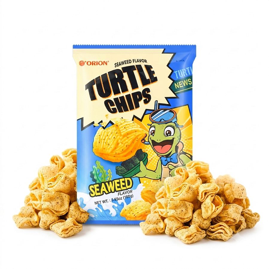Turtle Chips Korea Seaweed Flavor 5.65 oz 6 Huge Bags