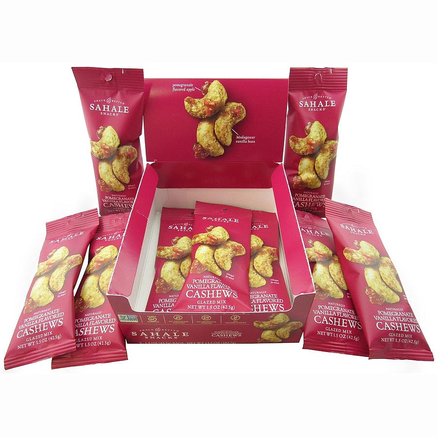 Sahale Pomegranate Vanilla Flavored Cashews 1.5 0z 9 ct Tray