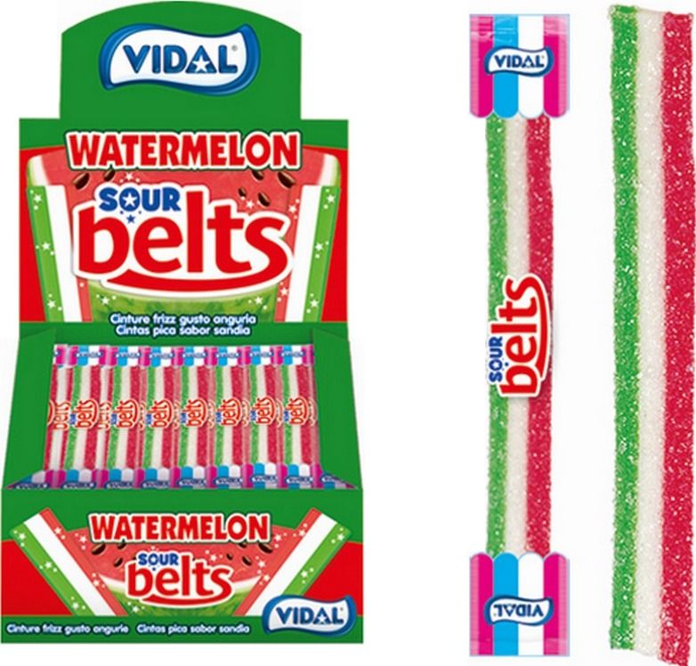 Vidal Sour Watermelon Belts Tray Individually Wrapped 150ct