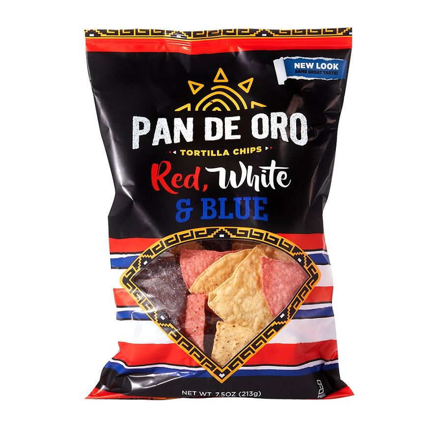 Pan De Oro Red White Blue Summer Tortilla Chips 7.5 oz 12ct