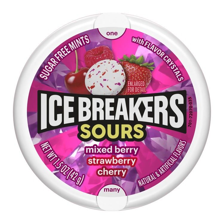 Ice Breakers SOURS Mints Mixed Berry Cherry 1.5oz 8 pack