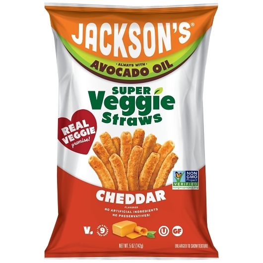 Jacksons Super Veggie Straws Cheddar Avocado Oil 5oz 12ct