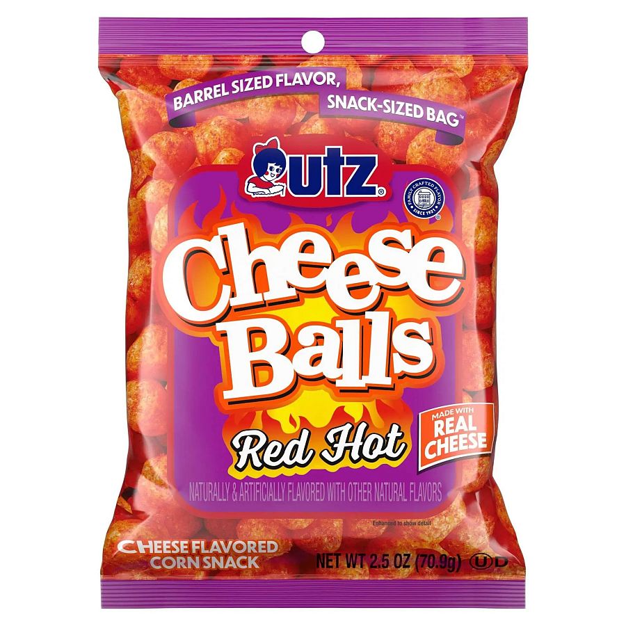 Utz Red Hot Cheese Balls Snack Chips 2.5 oz 5ct Tray