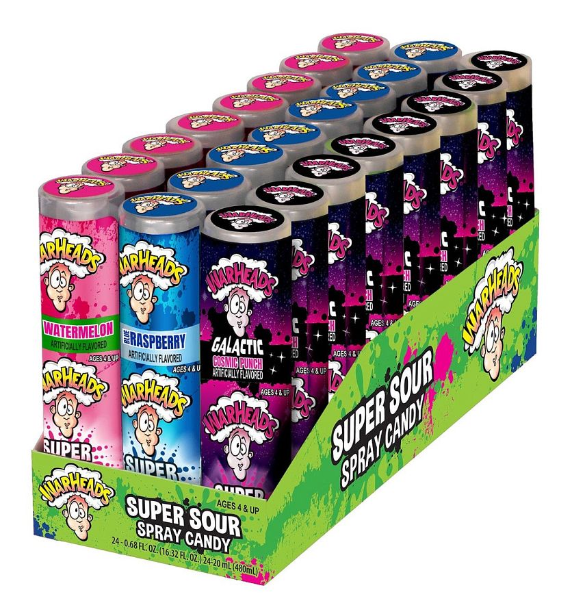 Warheads Super Sour Spray Candy .68oz  24ct Tray