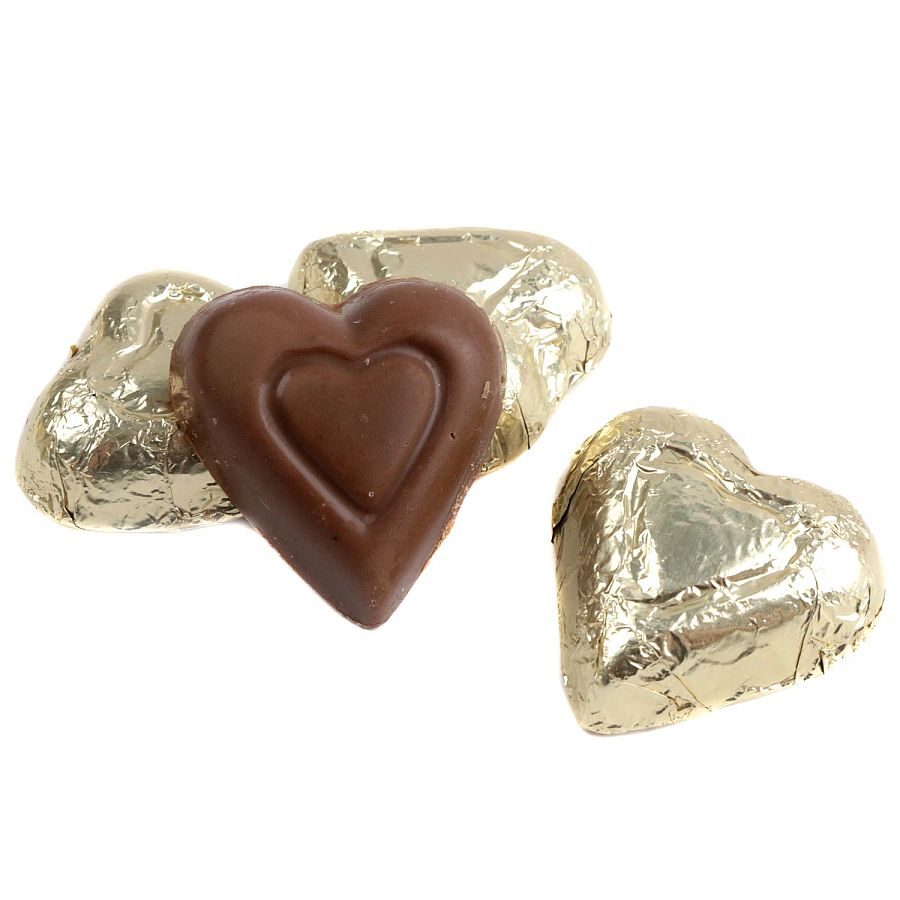 Madelaine Milk Chocolate Foil Mini Gold  Hearts 5lb
