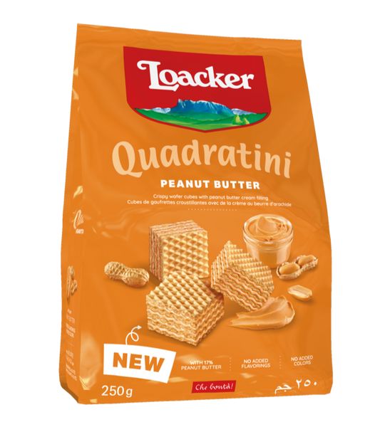 Loacker Quadratini Peanut Butter Wafer Cookie Bag 8.84 oz 6ct