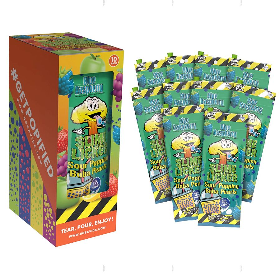 Boba Vida Slime Licker Sour Popping Boba Pearls Blue Raspberry 10ct