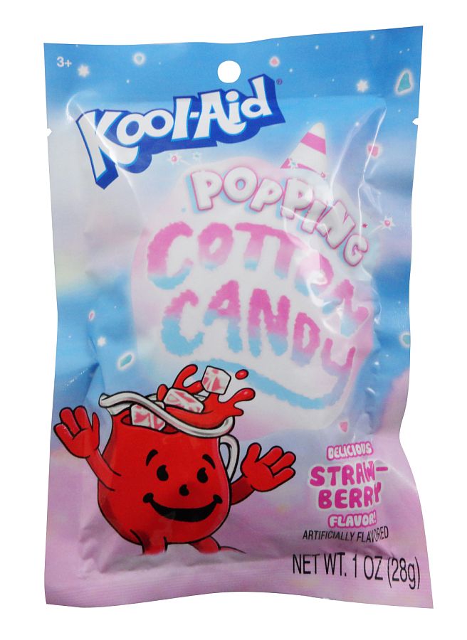 Kool-Aid Popping Gum Cotton Candy STRAWBERRY 1 oz Bag 12 ct Tray