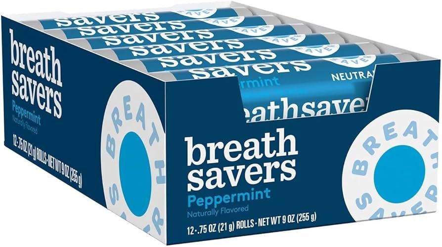 Breathsavers Peppermint 12 Ct 0.75 Oz Rolls Double Tray