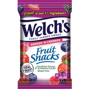 Welch's  Fruit Snacks Berries  N Cherries Peg Bag 5oz 12ct