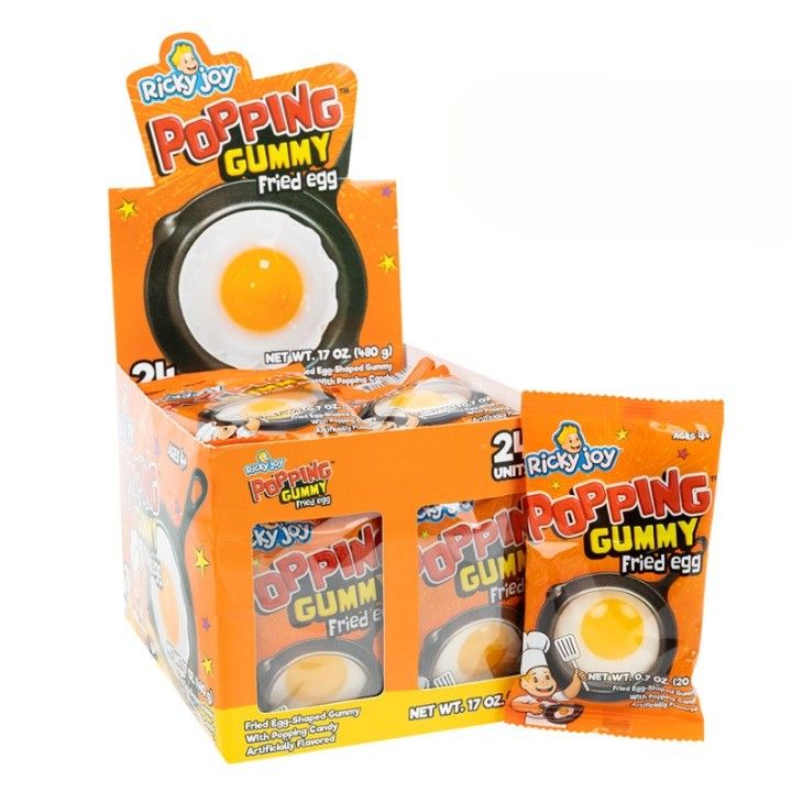 Ricky Joy Popping Candy Gummy Fried Egg 24ct Tray
