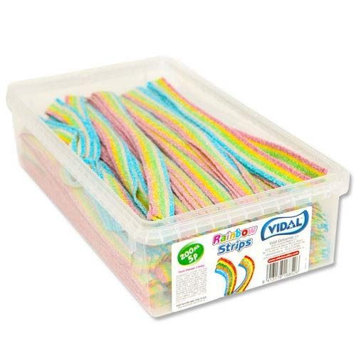 Vidal Sour Rainbow Strawberry Belts 2.9 lb 200 ct Tub