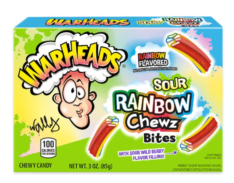 Warheads Rainbow Chewz Bites Theater Box 3oz 12ct