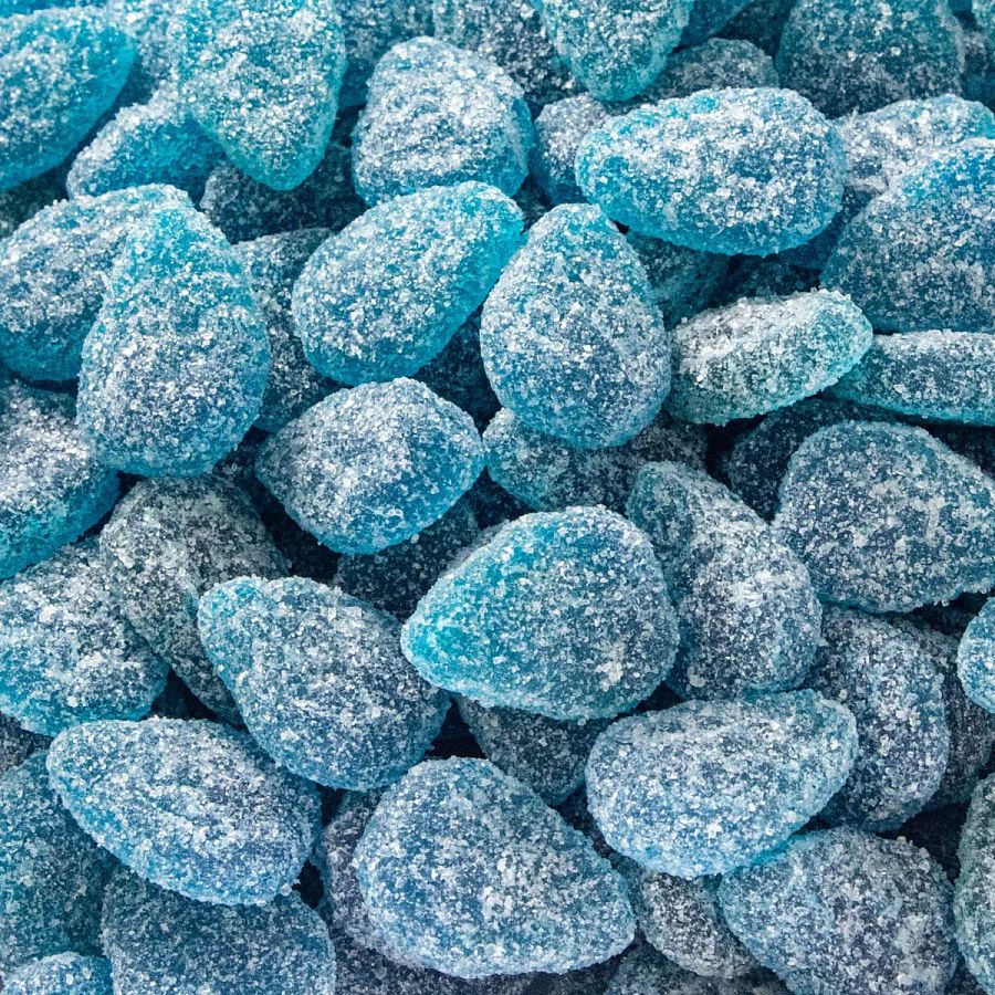 Sour Fizzy Blue Strawberry Shaped Jelly Gummy Candy 5 lb