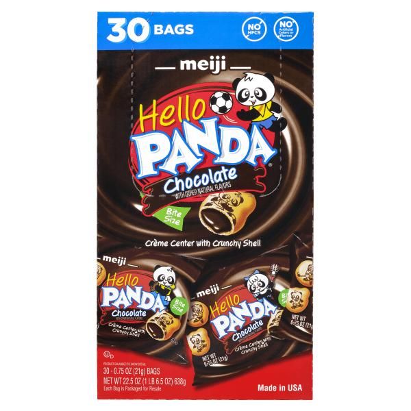 Meiji Hello Panda Chocolate Creme Center Crunchy Shell 32 Count 0.75 Ounce Bags