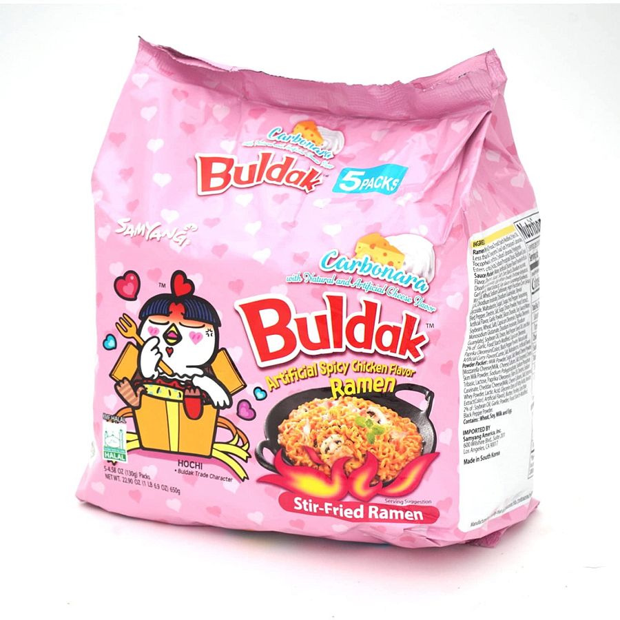 Samyang Buldak Spicy Carbonara Ramen Soup 4.58 oz 5 Pack