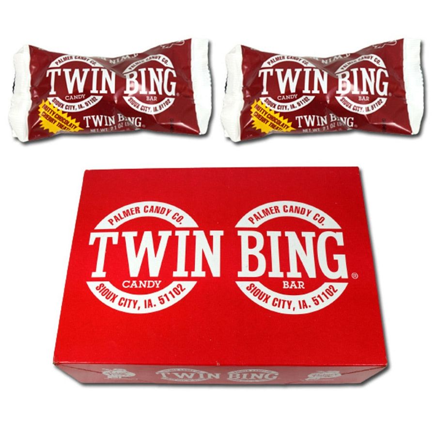 Palmers Twin Bing Chocolate Covered Cherry Nougat Candy Bar 36ct
