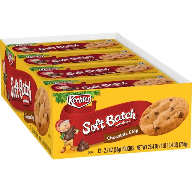 Keebler Original Soft Batch Cookies 12 Count 2.2 Ounce Bags Tray