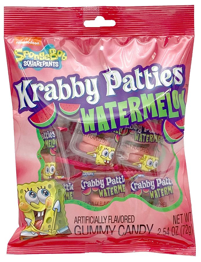 Spongebob Krabby Patties Watermelon Gummy Candy 2.54 oz 12 ct