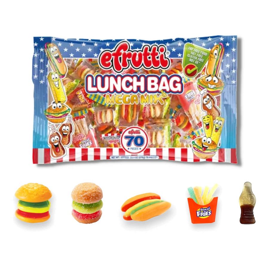 Efrutti 70 Pieces 20.4 Oz Lunch Bag Mega Mix Individually Wrapped Bulk