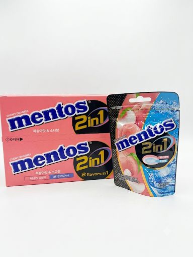 Mentos Korea 2 in 1  Candy Peach & Soda 1.76oz 10ct