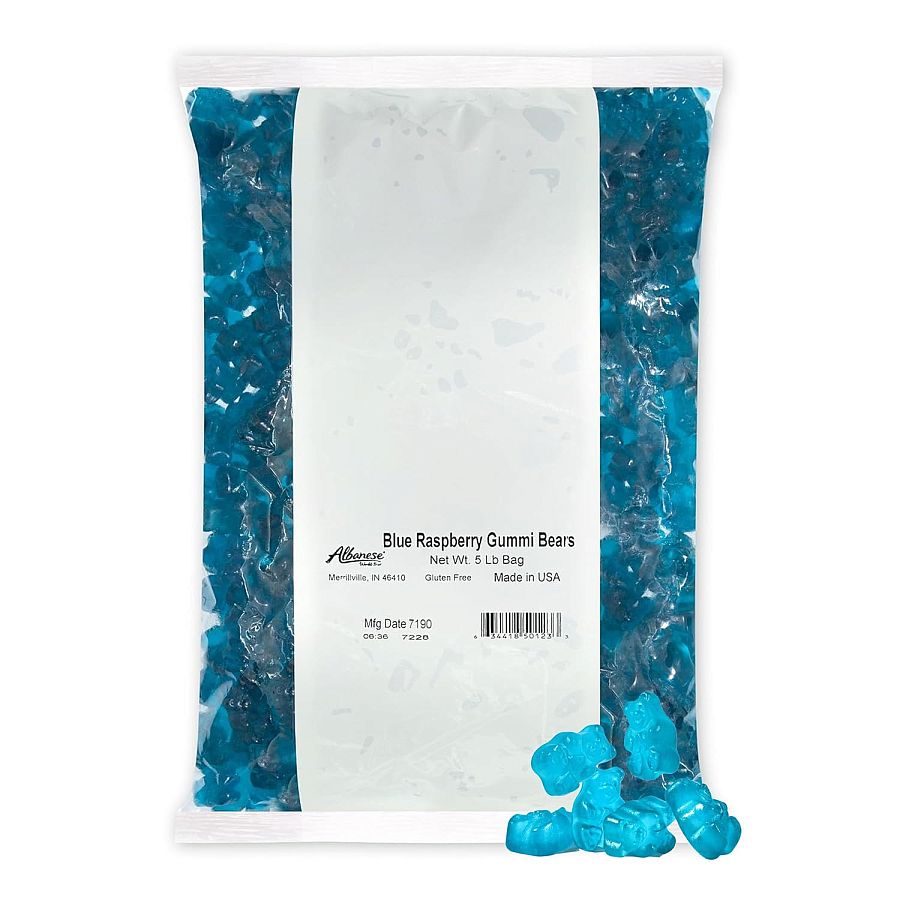 Albanese Blue Raspberry Gummi Bears 5 Pound Bag Bulk