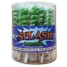 Splash Pops Green Apple Lollipops 30 Count Tub