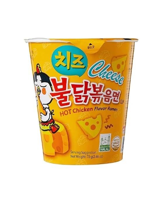 Samyang Buldak Spicy Ramen Chicken CHEESE Soup Cup 2.47oz 6 Pack