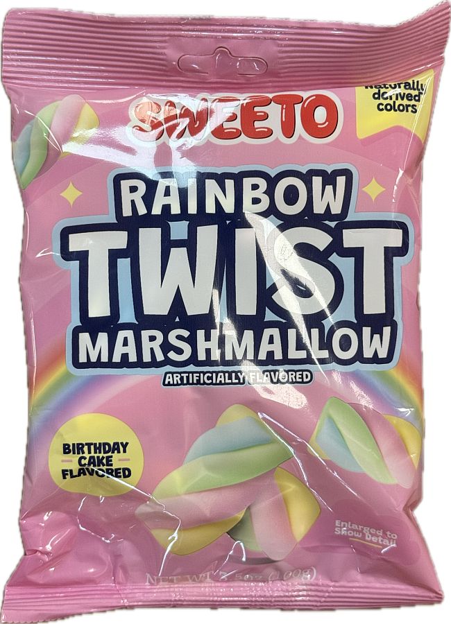 Sweeto Rainbow Twist Birthday Cake Marshmallows 3.5 oz 12 ct