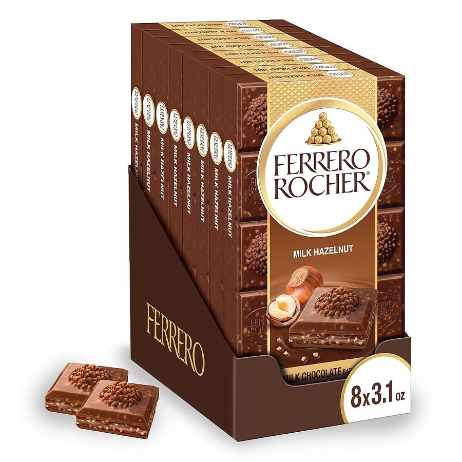 Ferrero Rocher Premium Chocolate Bar Dark Hazelnut 3.1oz 8ct