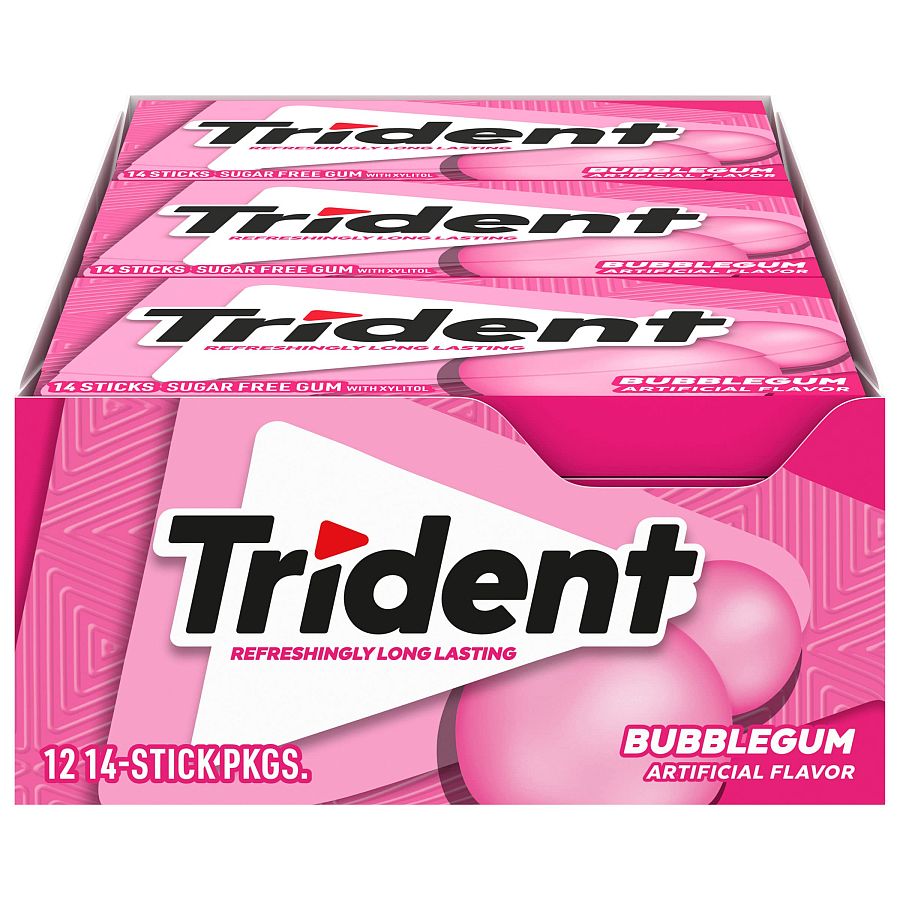 Trident Bubble Gum 12 Ct 14 Sticks Each Tray