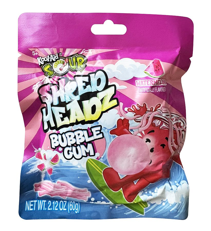 Kool-Aid SOUR Shred Headz Gum Watermelon 2.12 oz 12ct Tray Peg