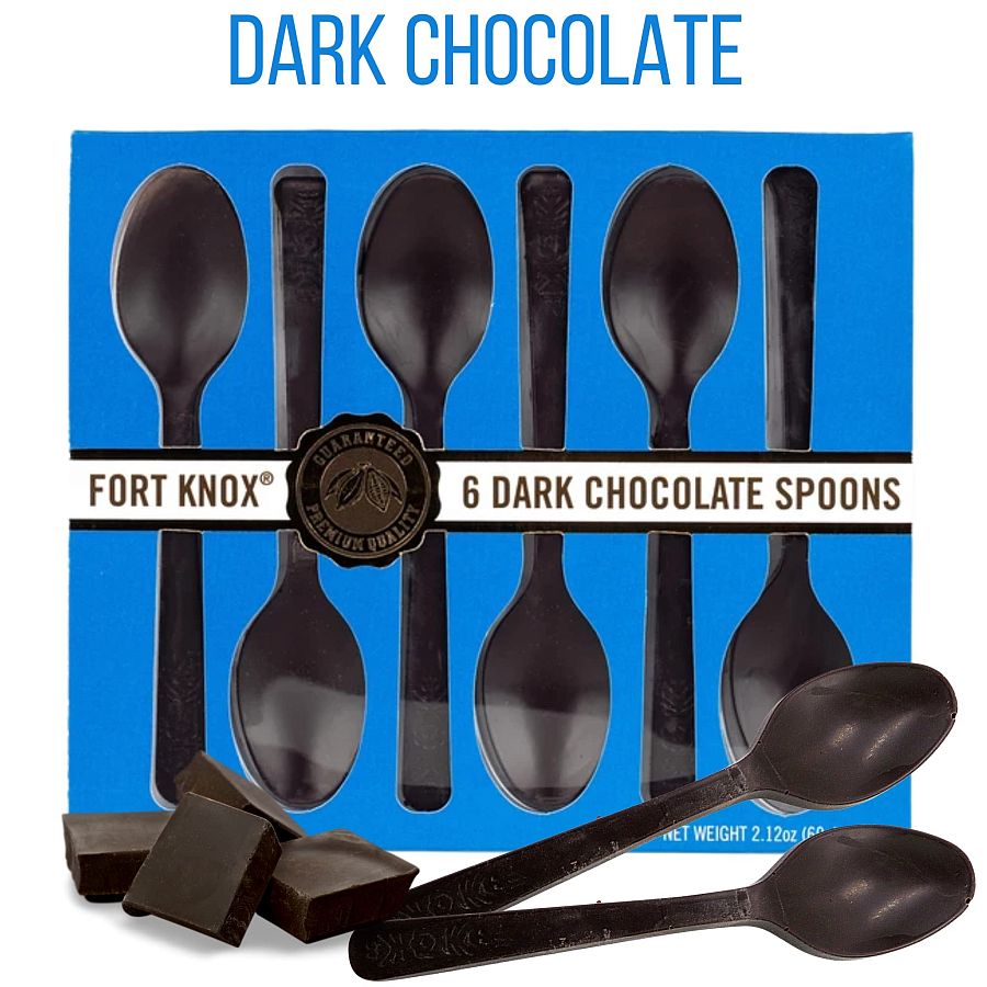 Fort Knox Solid Dark Chocolate Spoons 6 piece 12 ct tray