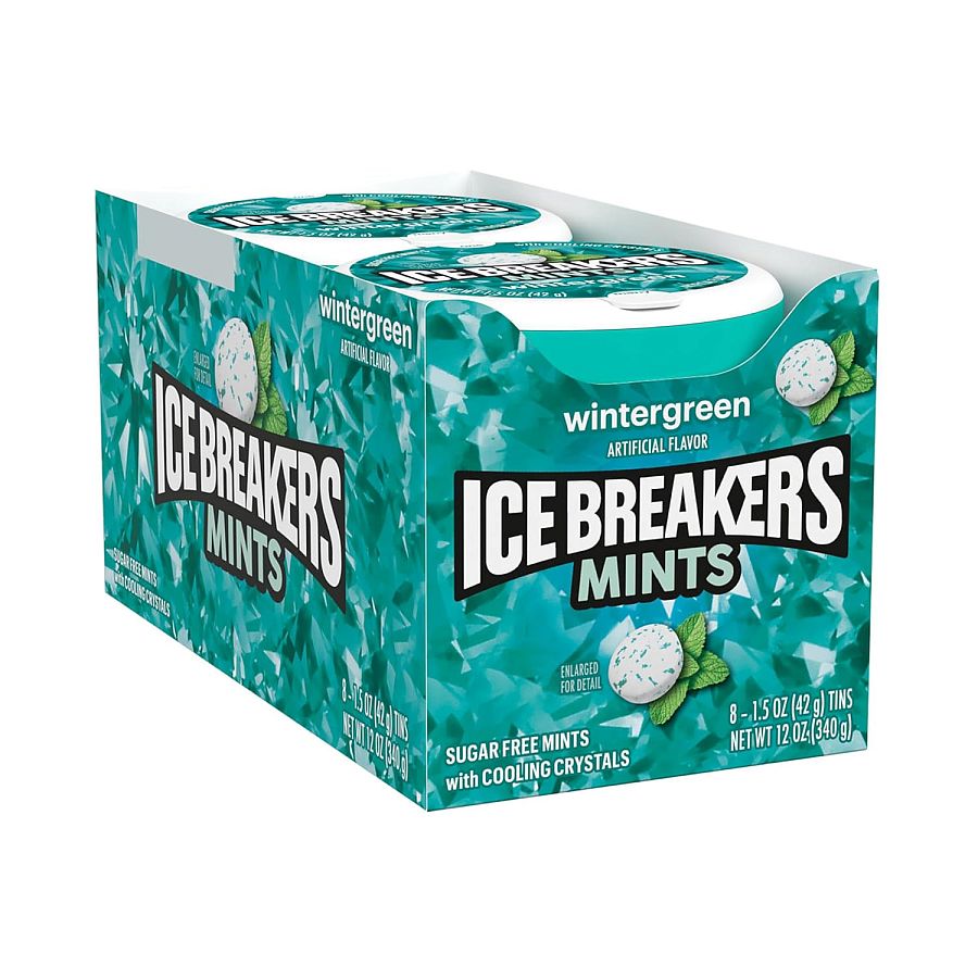 ICE BREAKERS Wintergreen Sugar Free Breath Mints 8 Count 1.5 Ounce Tins