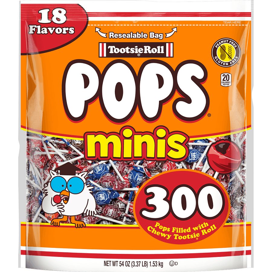 Tootsie Pop Mini Lollipops 18 Flavor Assortment 200 ct