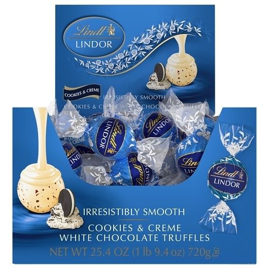 Lindt Cookies And Creme White Chocolate Candy Truffles 60ct Tray