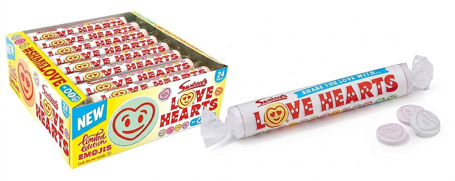 Swizzels UK Giant Love Hearts Candy Rolls 40g 24ct