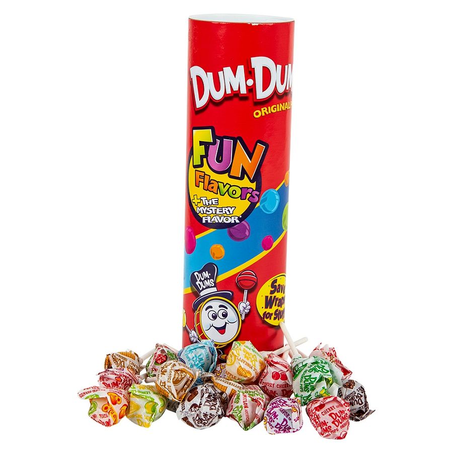 Mega Dum Dum Lollipop 9" Candy FIlled Tube Bank 6ct