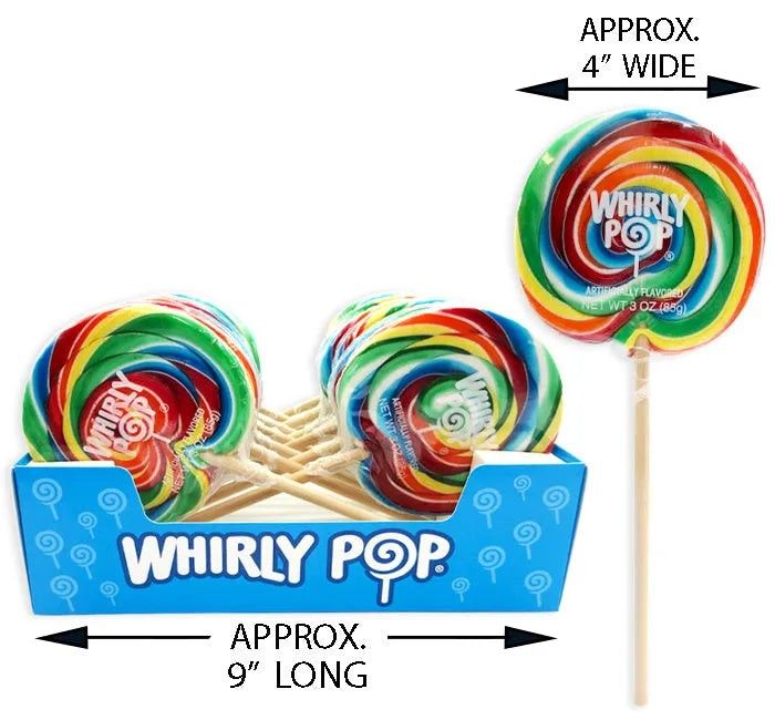 Whirly Pop 4" Rainbow Swirl Lollipop 12 ct 9" Tall