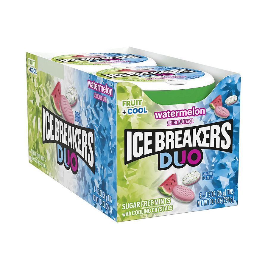 Ice Breakers Duo Fruit Plus Cool Watermelon 8 Count 1.3 Ounce