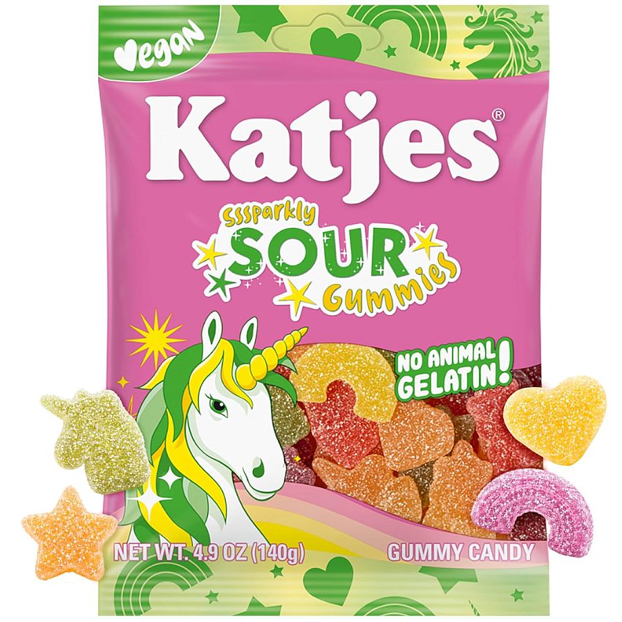 Katjes Sparkly Sour Gummies Vegan Gummy Candy 4.9 oz 15ct