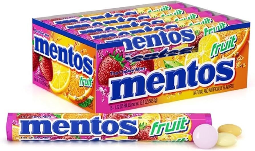Mentos 15 Ct 1.32 Oz Fruit Rolls Tray