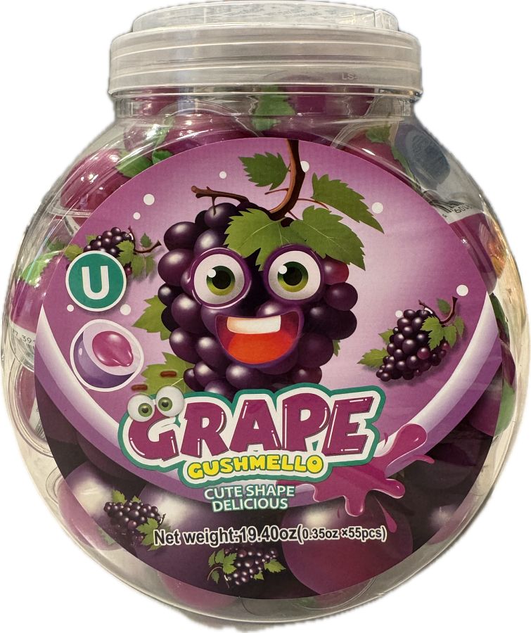 Gushmello Liquid Filled Gummy Grape Candy Jar 55 ct
