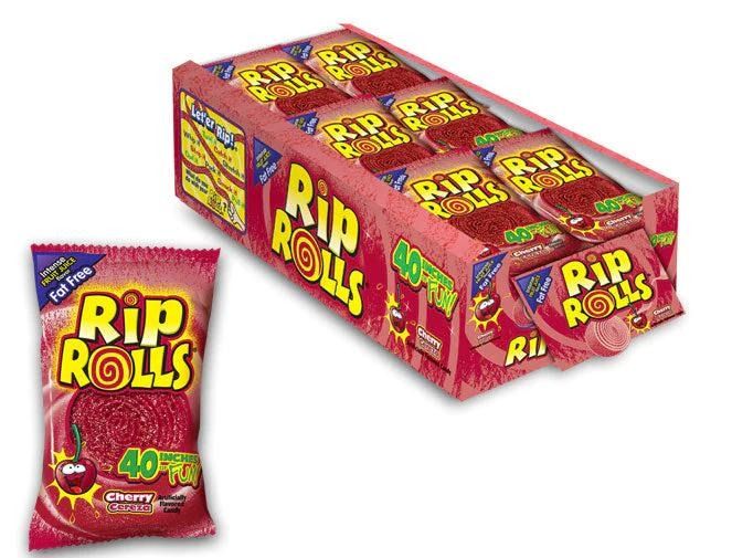 Rip Rolls Cherry Sweet & Sour Fruit Rolls 1.4 oz 24ct