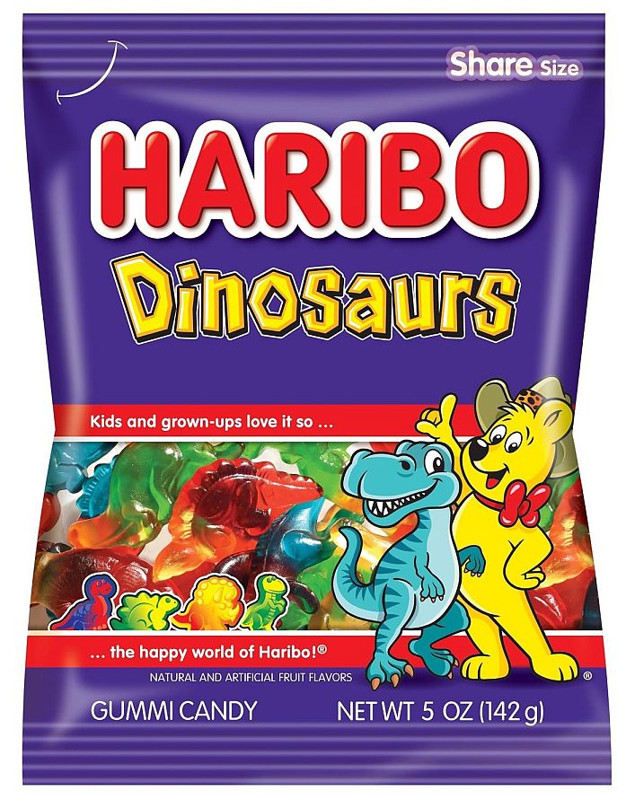 Haribo Dinosaur Gummy Candy Peg Bag 5oz 12 Pack